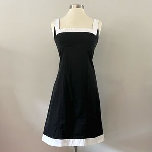 D. Exterior ⚓️ Black White Square Neck Stretchy Dress 42